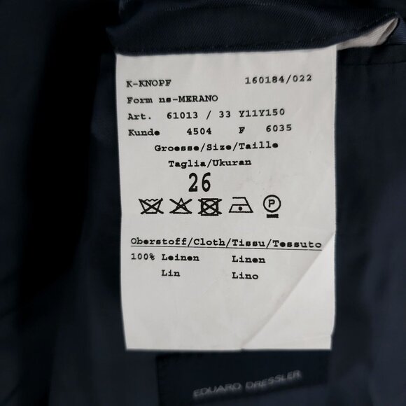 EDUARD DRESSLER 100% Linen Blue Herringbone Blazer Jacket Size 44 - 46 - Picture 8 of 9
